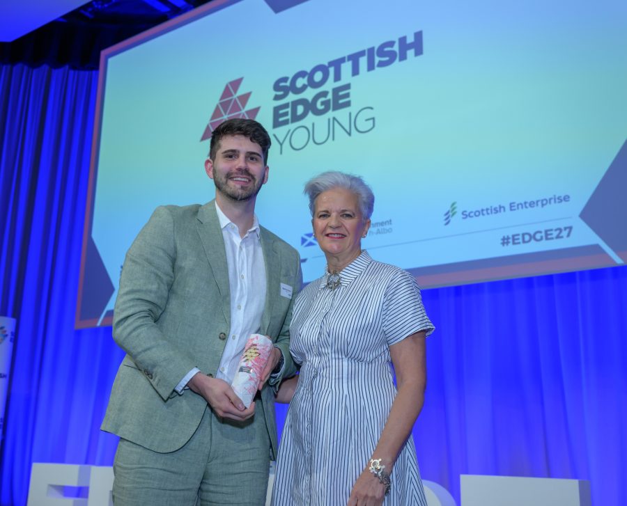 Bilayer Young EDGE Winner Lto R Maththew Scheier Margaret Gibson OBE